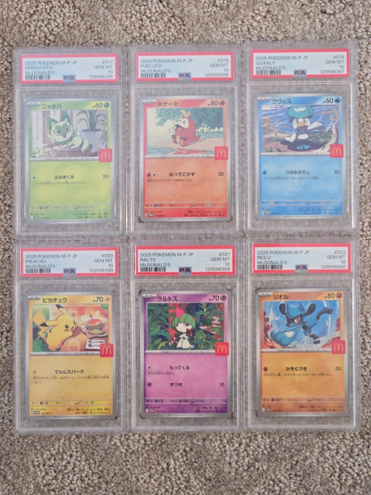 Pokemon Sequential McDonalds 020/M-P Promo PSA 10 Pikachu Ralts Riolo Fuecoco